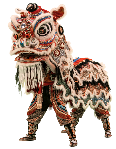 Un león de la danza tradicional China, la danza del león.